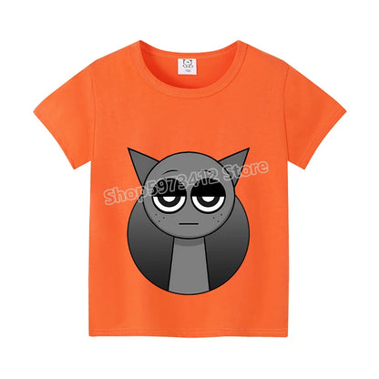 Sprunki Kids T-shirt Summer Children Incredibox Game Cotton Short Sleeve Top Boy Anime Fashion Cute Tee Girl Casual Clothes Gift