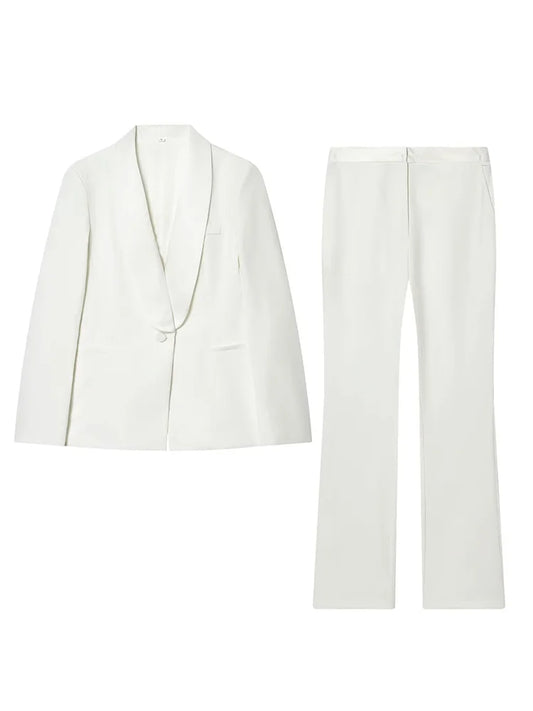 HH 2026 Women New Fashion Solid 2-Piece Set Single Button Long Sleeve Blazer Jacket+High Waist Zipper Pockets Solid Long Pants