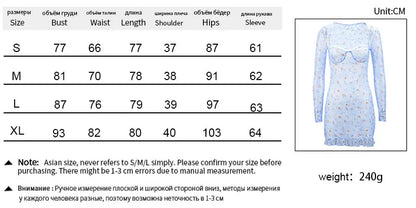 Spring New Women's Dresses Sexy Low Chest Lace Print Mini Dress Fashion Long Sleeves Casual Slim Elegant Female Dresses Clothing