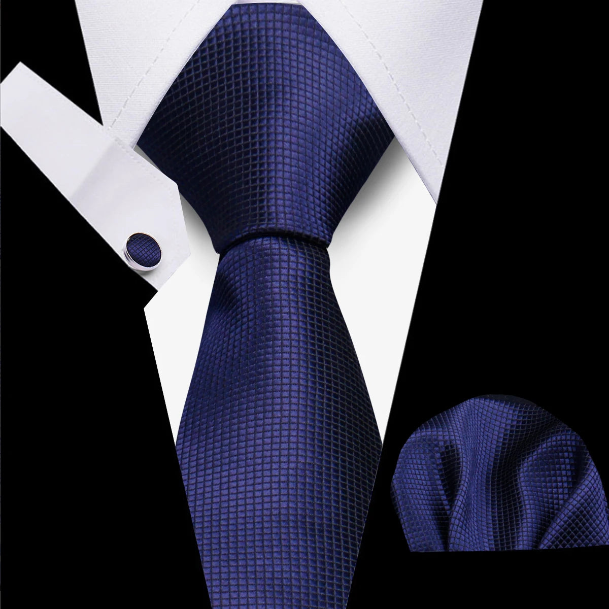 Classic Elegant Ties For Men Fashion Gifts Striped Solid Necktie Handchief Cufflink 3 Pcs Set Wedding Business Suit Accessories