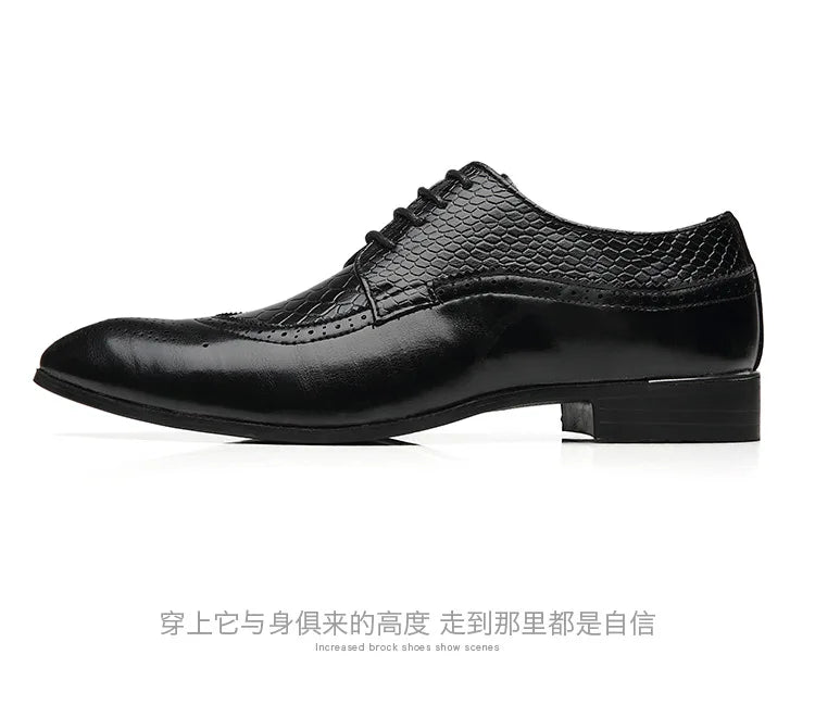 Business Casual Formal Lace-up Leather Shoes Men British Oxford Breathable Hombre Shoes Plus Size Office Wedding Flat Male Black