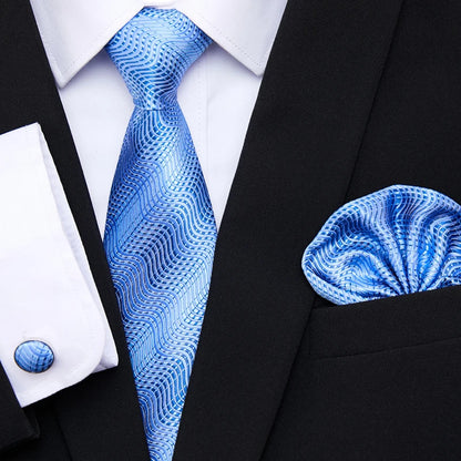 Hot Sale Holiday Gift Tie Pocket Squares Cufflink Set Necktie Dot Man Dark Grey Wedding Accessories Performance