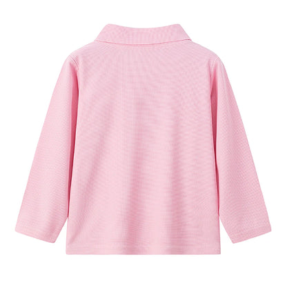 Children's solid color POLO shirt boy handsome fashion sports T-shirt girl lapel casual and comfortable half sleeve.