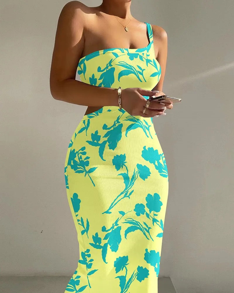 CM.YAYA Summer Women Sleeveless Strap O-neck Sexy 2024 Summer Long Evening Dress Knit Ribbon Night Club Party Maxi Dresses