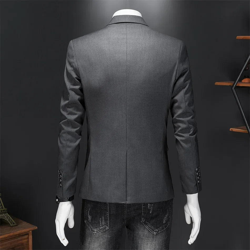 Boutique Fashion Suit Men's Slim Groom Wedding Suit Jacket Business Office Suit Casual Solid Color Suit Jacket