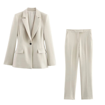 KONDALA 2026 Spring Summer Elegant Office Lady Solid Suits Fashion Slim Single Button Shrug Blazers Chic Zipper Flare Pants