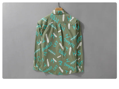 Spring Autumn Men's Clothing Design Sense Simple Long Sleeve Letter Printed Shirt Trendy Casual Fashion Versatile Men's Blouse