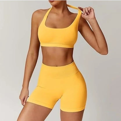 Women's Gym Solid Color Sports Bra Sexy Tight Fitting Backless Seamless with Chest Cushion Vest Exercise Yoga Camisole Top