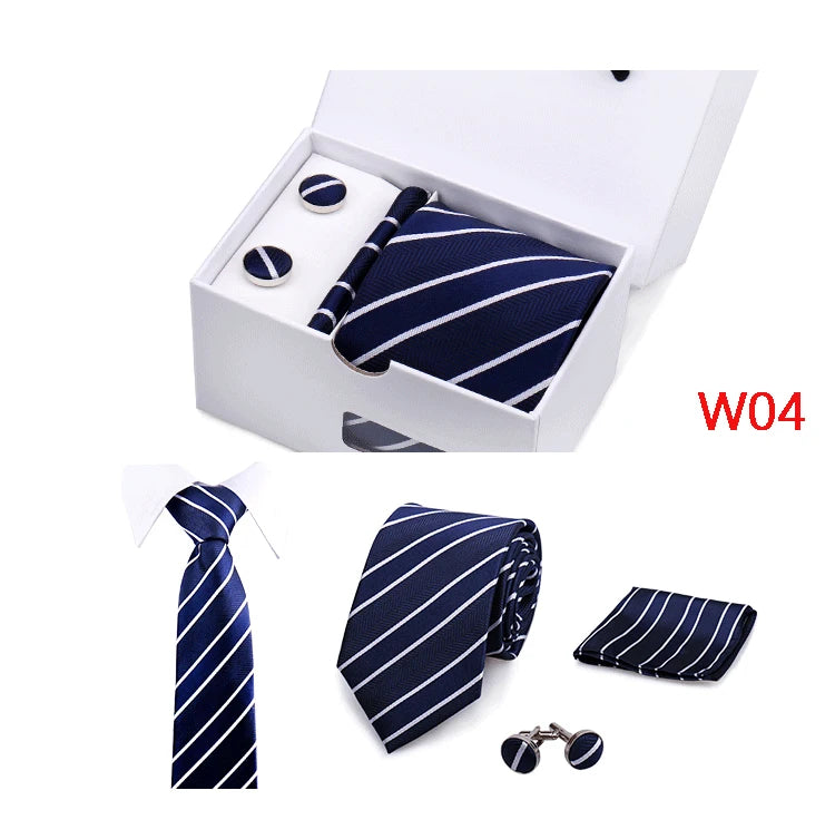 Mens Tie Set In A Box Paisley Ties For Men Gifts Luxury Necktie Pocket Square Cufflinks Wedding Business Formal Suit Tie