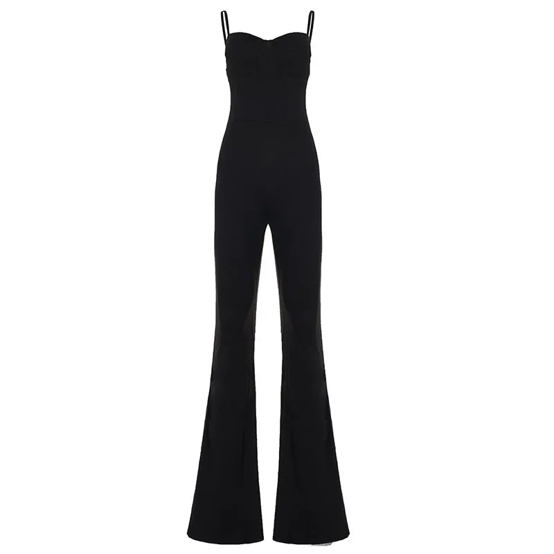 Women's Strapless Jumpsuit with Built-in Padded Bra Backless Flare Leg Slim-Fit Y2K Hot Girl Ideal for Party Club & Daily Outfit