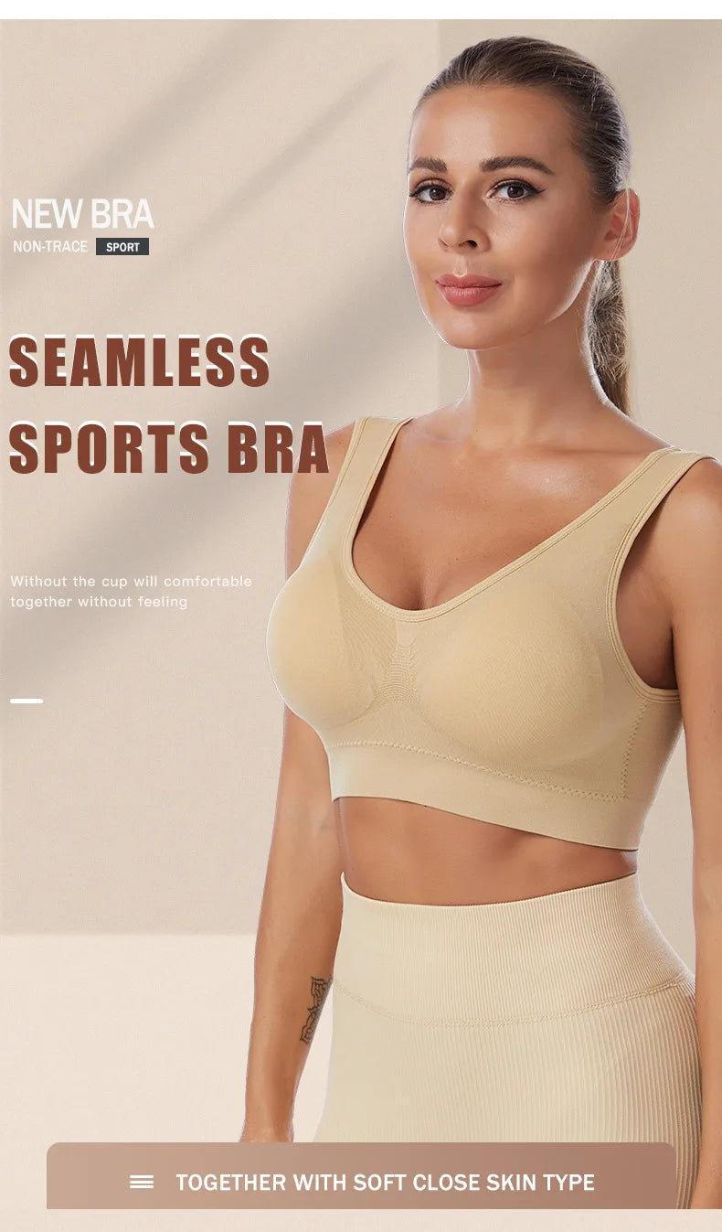 Women Sexy Bra Plus Size Seamless Breathable Brassiere Wire Free Bralette Underwear Comfortable Active Padded Brassiere Crop Top