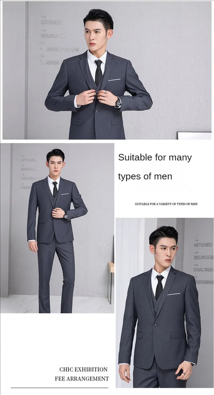 Suit For Men Elegant Wedding 3 Pieces 2 Sets Blazers Full Jackets Vest Pants Formal Fashion Luxury Coats 2025 Classic Costume
