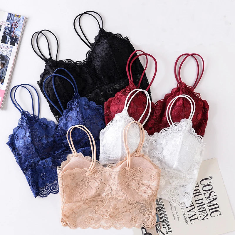 New Arrivals Women Push Up Wireless Sexy Lace Bra Crop Top Elastic Bralette Underwear Lingerie Full Cup