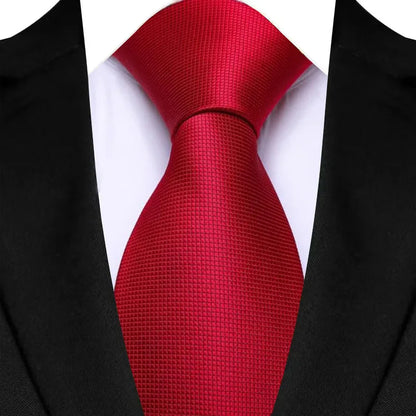Luxury 8CM Mens Necktie Red Color Solid Stripes Paisley Ties For Man Groom Jacquard Woven Neck Tie For Business Wedding Party