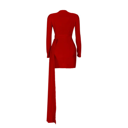 Elegant Deep V Neck Long Sleeve Sequins Prom Dress Women Elegant Wedding Party Mini Fashion Evening Dresses