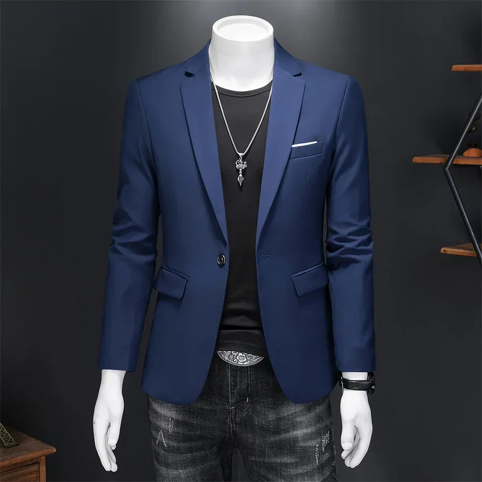 Boutique Fashion Suit Men's Slim Groom Wedding Suit Jacket Business Office Suit Casual Solid Color Suit Jacket