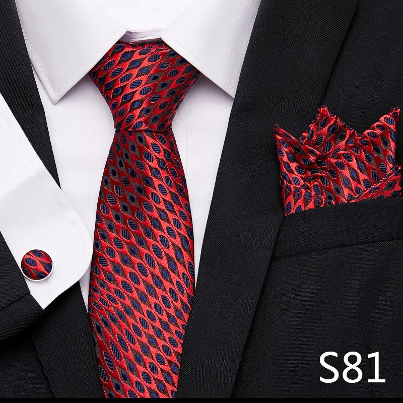 Hot Sale Holiday Gift Tie Pocket Squares Cufflink Set Necktie Dot Man Dark Grey Wedding Accessories Performance