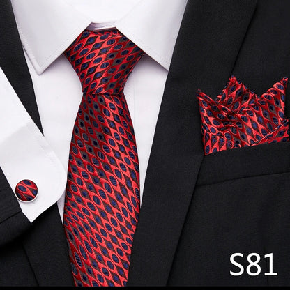 Hot Sale Holiday Gift Tie Pocket Squares Cufflink Set Necktie Dot Man Dark Grey Wedding Accessories Performance