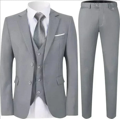 Suit For Men Elegant Wedding 3 Pieces 2 Sets Blazers Full Jackets Vest Pants Formal Fashion Luxury Coats 2025 Classic Costume