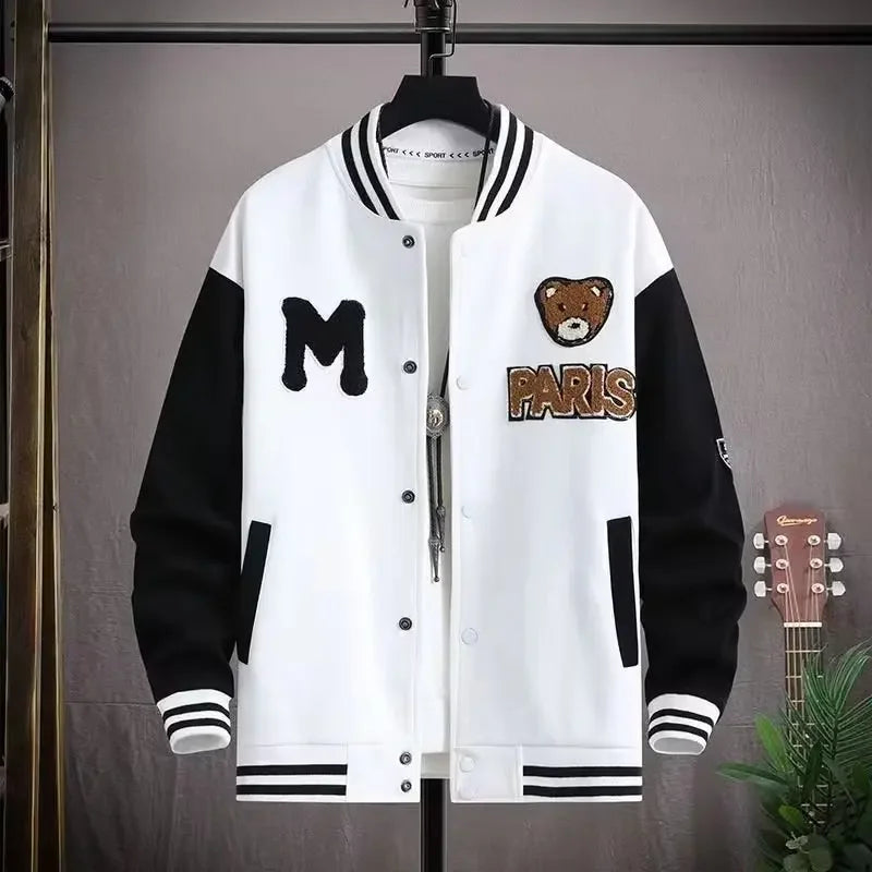 Trendy Baseball Jacket For Men Casual Loose Fit High School Student Hip Hop Style Couples Coat Spring Autumn Season