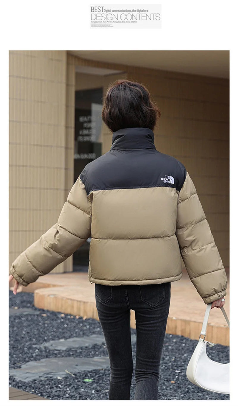 Winter Short Stitching Contrast Down Cotton-Padded Jacket Women's New 2023 Fashion Loose Padded Jacket Clothes Women Coat