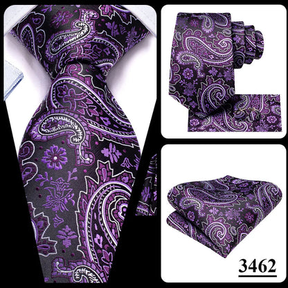 Hi-Tie Light Purple Solid Silk Wedding Tie For Men Quality Hanky Cufflink Gift Necktie Set Fashion Novelty Designer Dropshipping