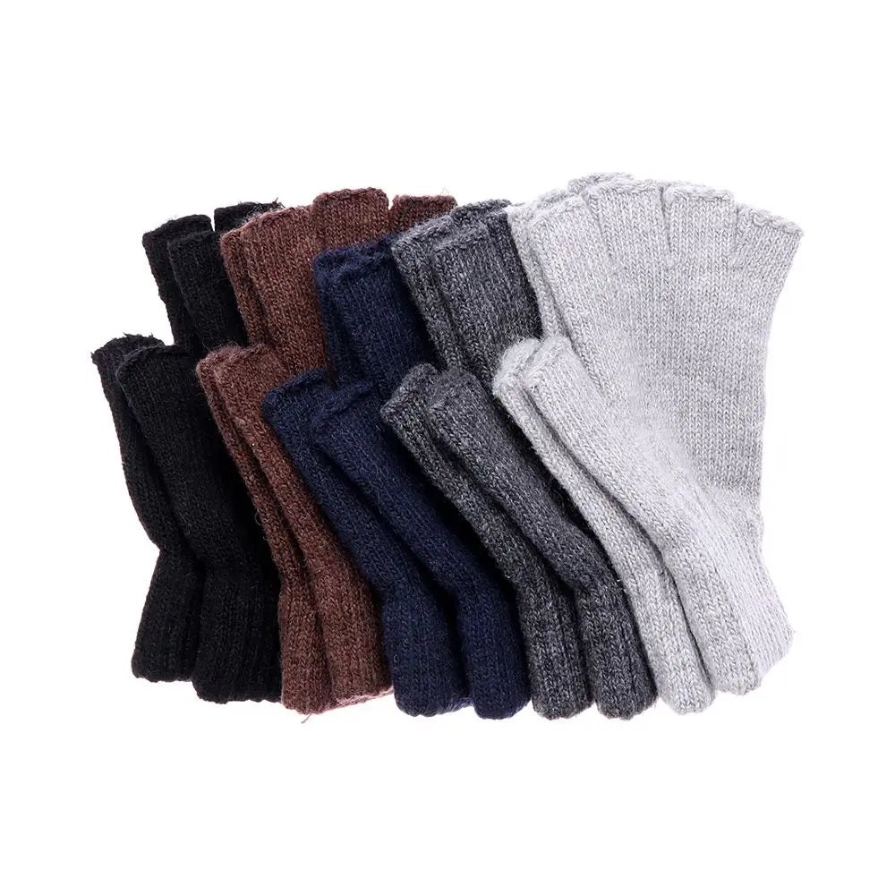 Unisex Half Finger Gloves Winter Warm Wool  Knitted Fingerless Gloves Cashmere Stretchy Typing/Texting Gloves for Women and Men