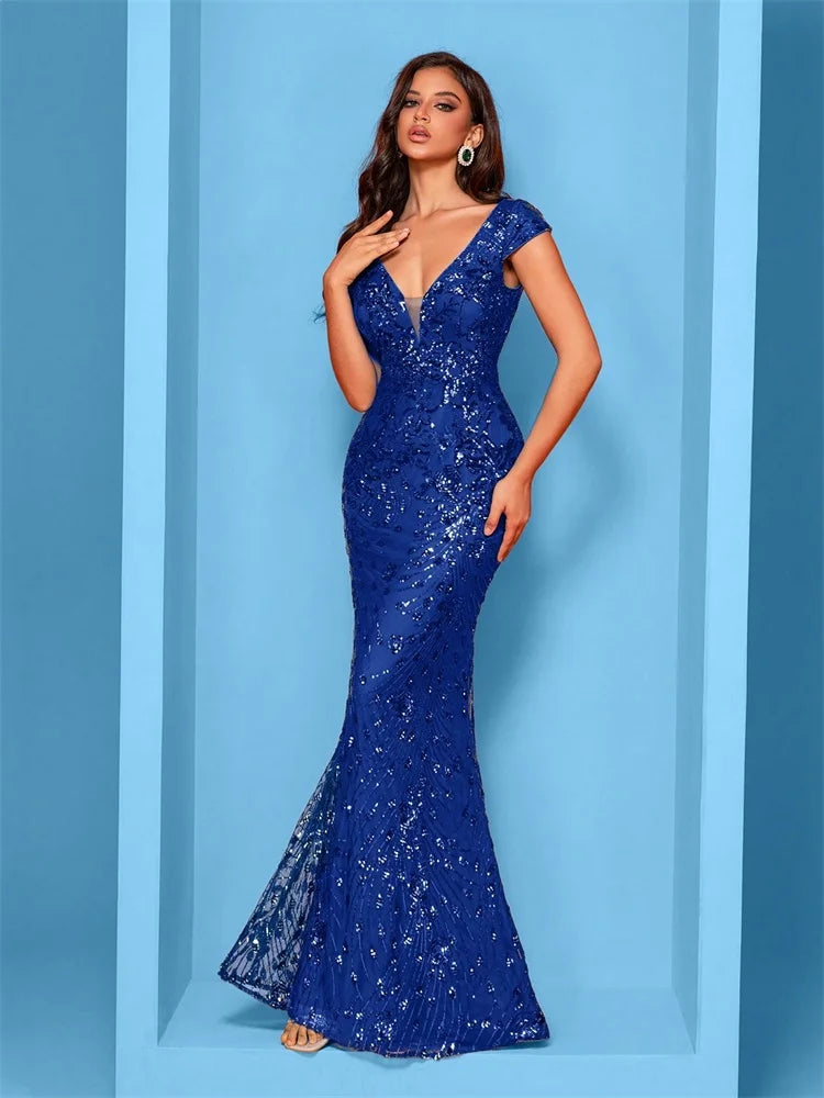Lucyinlove Elegant Champagne Evening Dress For Women Long 2025 Luxury Mermaid Formal Sequins Prom Wedding Party Cocktail Dresses