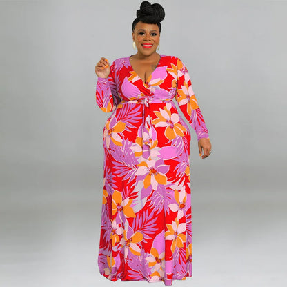 XL-5XL Plus Size Clothes Dresses Women Robes Summer Spring Long Sleeve Street Style Casual 3XL 4XL Big Size Maxi Dress Oversize