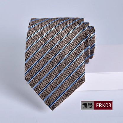 Brown Tie For Men Classic Style 8CM Tie Striped Jacquard Ties Wine Red Wedding Gravatas Formal Business Neckties Gifts For Men