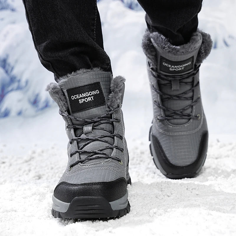 Super Warm Winter Boots With Fur Outdoor Hiking Men Boots Snow Antiskid Waterproof Boots Men Shoes Winter botas High Top hombre