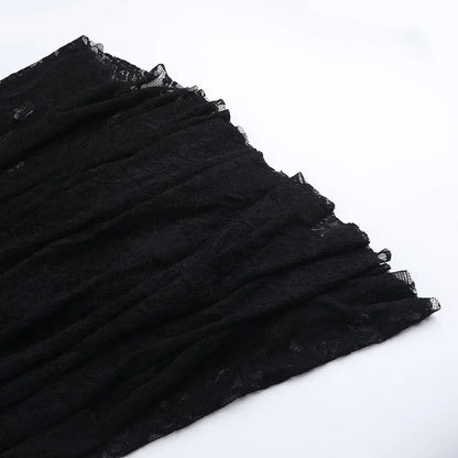 Y2K Goth Floral Lace Mesh Flared Sleeve Bodycon Party Dresses Sexy Vintage Elegant Black Velvet V-Neck Long Dress Partywear