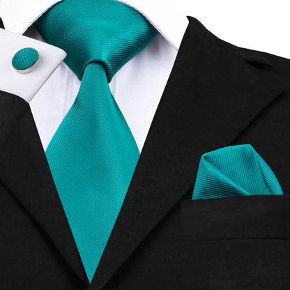 Hi-Tie Light Blue Solid Silk Wedding Nicktie For Men Hanky Cufflink Gift Men Tie Set Business Party Dropshipping Novelty Design