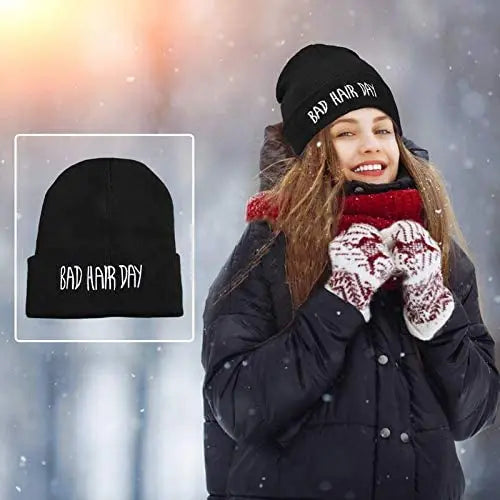 22 Colors Winter Unisex Funny Bad Hair Day Hip Pop Beanie Hat Women Men Ski Cap