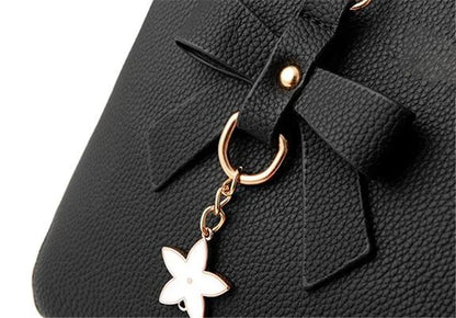 Elegant Women Messenger Bags With Flower Pendant Office Ladies Totes Pure Handbag For Female Crossbody Shoulder Bags