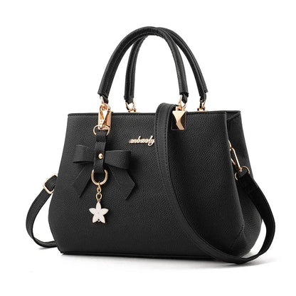 Elegant Women Messenger Bags With Flower Pendant Office Ladies Totes Pure Handbag For Female Crossbody Shoulder Bags