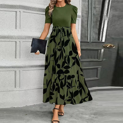 Spring Elegant Dress For Women Bow Tie Waist Cinched Dress A-Lin Flowing Skirt Office Women'S Clothing High Waisted Fashion Dres