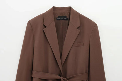 KONDALA Office Lady Casual Chic Solid Women Suit Single Button Sashes Loose Blazer Zipper Pants Fashion 2025 Autumn Winter Sets