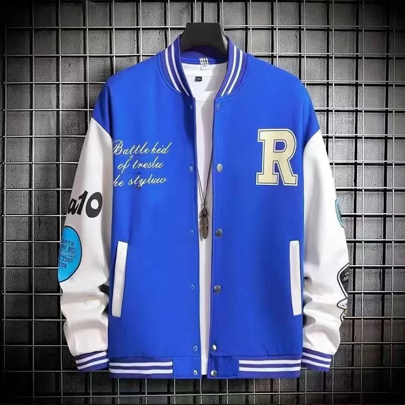 Trendy Baseball Jacket For Men Casual Loose Fit High School Student Hip Hop Style Couples Coat Spring Autumn Season