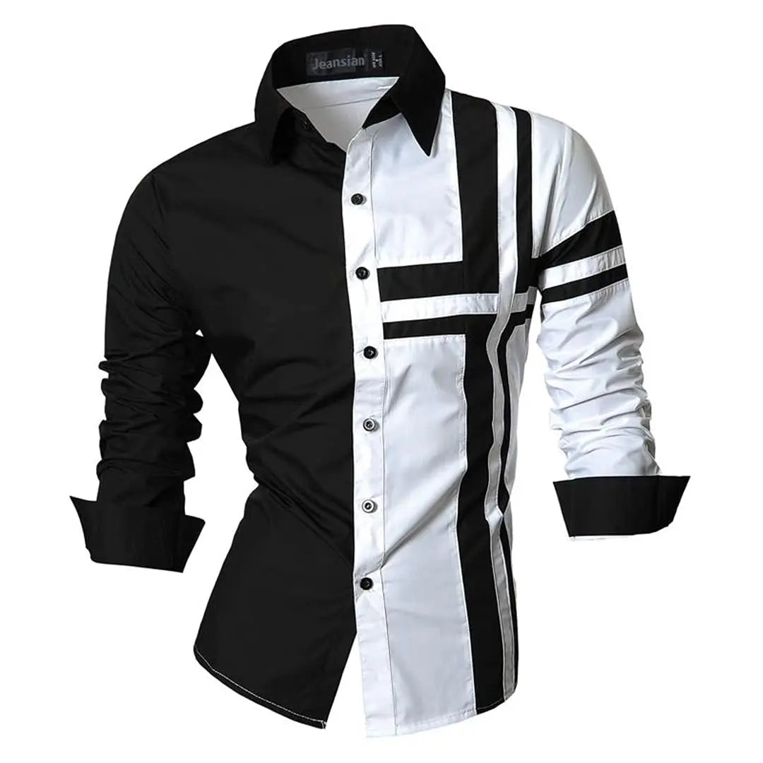 Jeansian Men's Casual Dress shirt 3D simple all-match printed long-sleeved fashion hip-hop neutral clothing