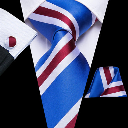 Hi-Tie Light Blue Solid Silk Wedding Nicktie For Men Hanky Cufflink Gift Men Tie Set Business Party Dropshipping Novelty Design