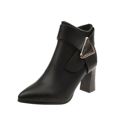 Women's Sexy Heels 2024 Autumn Winter Platform Buckle Pointed Ankle Boots Fashion High Quality Designer Women's Boot Botas Mujer