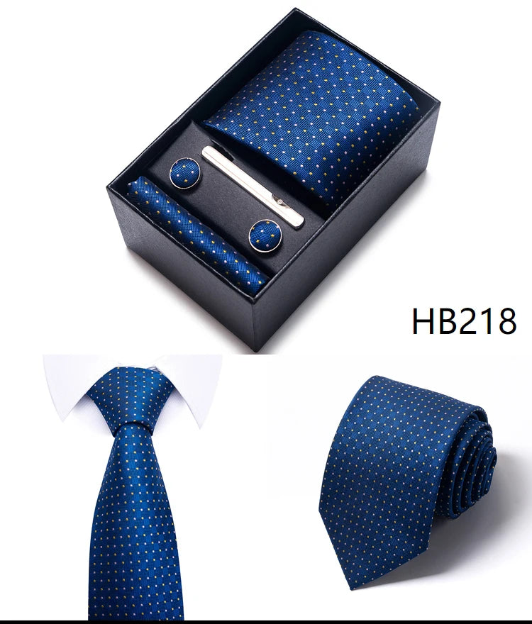 Mix Colors Wholesale 2023 New Style Wedding Gift Tie Pocket Squares Set Necktie Box Men Fit Wedding Blue Paisley