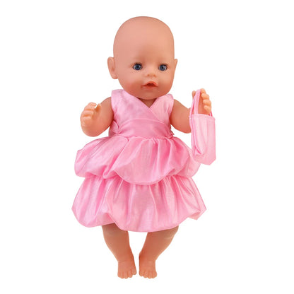 Toy Accessorie White Fashion Dress For 43 Cm Baby New Born Dolls For 18 Inch American Doll Toys For Girl's Gift