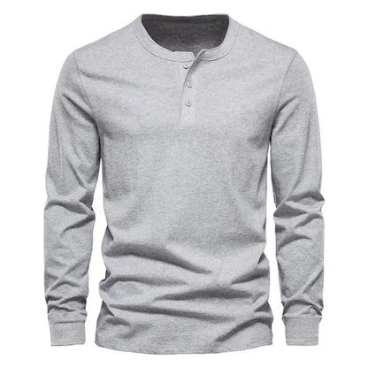 Cross-border Spring and Autumn Clothing European and American Men's T-Shirt Long-sleeved Men's Base Henry Shirt