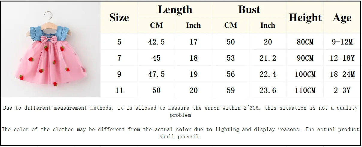 Summer girl dress baby girl small flying sleeves denim top with patchwork strawberry embroidery mesh suspender princess dress