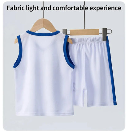 2/4Pcs Summer Children's Quick-drying Sports Suit Boys Casual Ball Sleeveless T-shirt Girls Joker Mixed Color Combination Shorts