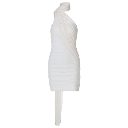 Tuularose Party Gathering Mini Dress Summer Sleeveless Backless Fluttering Mesh Dress Women's Sexy Fashion Wrap Mini Dresses