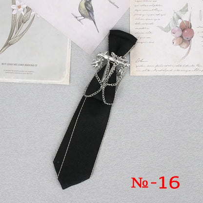 Hand Made Black Ribbon Tie Crystal Rhinestone Jewelry Men Shirts Hot New Girl Boys Collar Neck Ties School Uniform Women Necktie