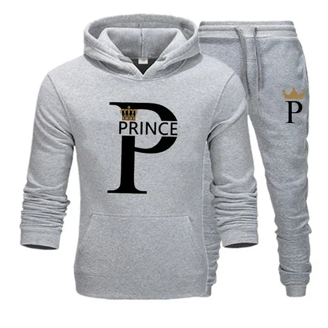 Prince Princess Print Couples Hoodie Set Men Women Unisex Sweatshirt Sweatpant Suit Lover Hoody Jogging Streetwear Tracksuit